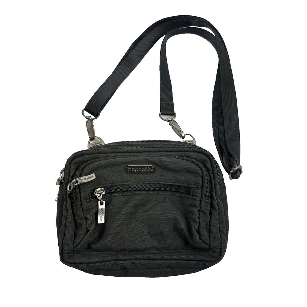 Baggallini Triple Zip Bagg Crossbody Convertible Waist Bag Gray Travel Small